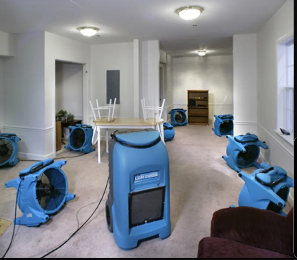 Air movers and dehumidifier setup for Water Damage Restoration in Mechanicsburg