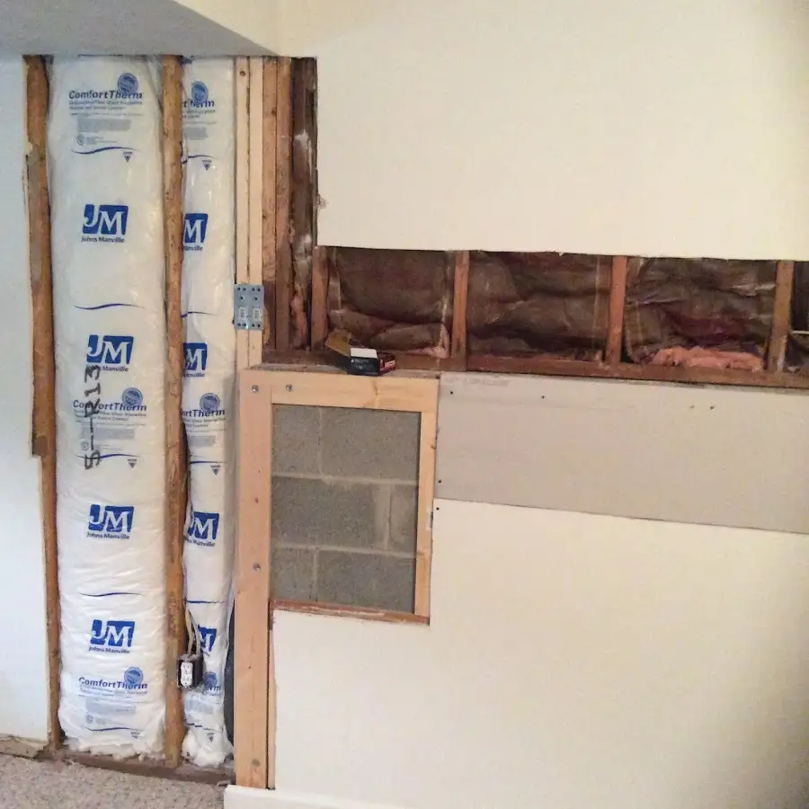 Wall insulation replacement during Basement Flood Cleanup in Mechanicsburg